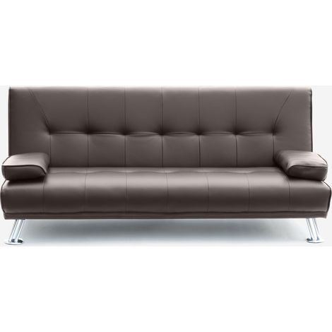 2-Sitzer Kunstleder Schlafsofa mit Armlehnen Olivina für Zuhause und öffentliche Plätze bereit zu schlafen - Braun