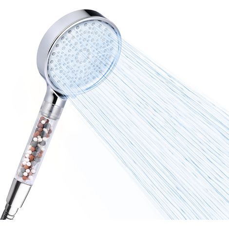 NK Soffione doccia rotondo con 6 modalità di spruzzo: sistema anticalcare, alta pressione, filtrazione acqua, materiale ABS, risparmio d'acqua, facile installazione e pulizia, combinazioni di (1/5)