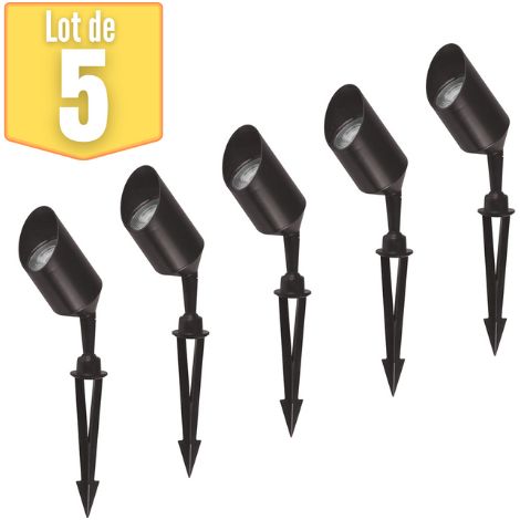 Lot de 5 spots jardin orientables GU10 35W IP65 Noir (1/5)