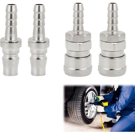 4Pcs Raccord Rapide Air Comprim,Pneumatique d\'Air Kit Compresseur,Embout Pneumatique Embout,8mm Raccord Rapide Pneumatique Coupleur,Tuyau Air Comprim du Connecteur Mle et Femelle (1/4)