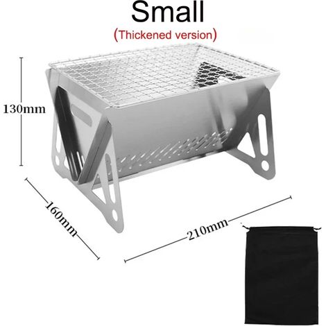 Barbecue pliable et portable, multifonctionnel, idéal pour le camping et les pique-niques, en acier inoxydable. (1/5)