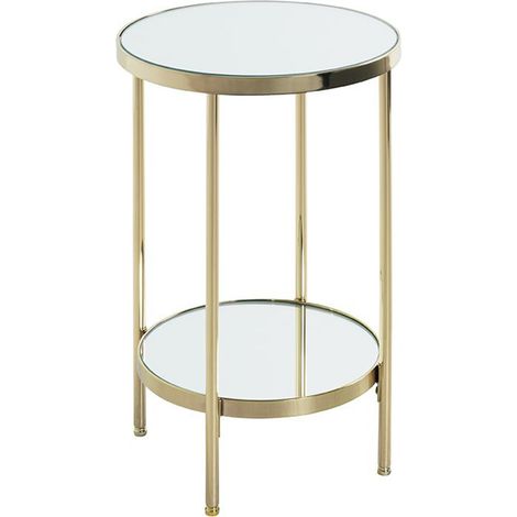 Table d'appoint ronde en métal coloris doré et verre -diamètre 29 x hauteur 46 cm (1/4)