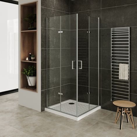 Mampara de Ducha MATILDE 11 – 85x90x180 cm Cabina de Ducha Cuadrada o Rectangular con Apertura de Puerta, Perfiles de Aluminio Cromo y Vidrio Transparente de Seguridad 6MM (1/5)