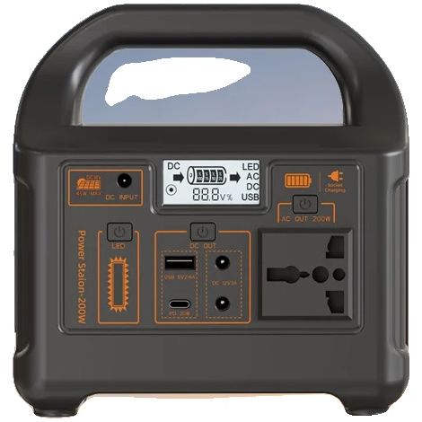Estación de energía portátil, Capacidad de la batería: 153,6 Wh, Voltaje de salida CA: 220 V ± 15 %, Dimensiones: 180 mm x 130 mm x 185,5 mm, Peso: 1,75 kg, Salida CC: CC 5 V 2,4 A (1/5)