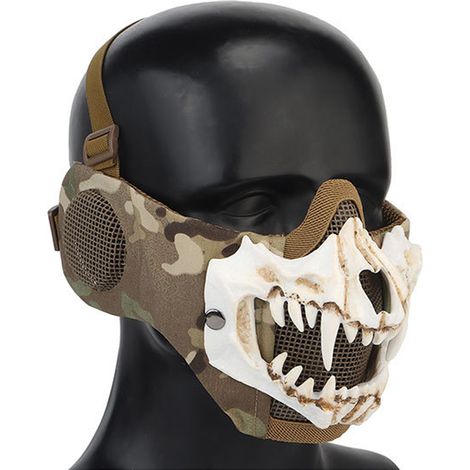 Masque squelette cyclisme extérieur protection oreilles demi-visage Halloween crocs effrayant costume accessoire (1/5)