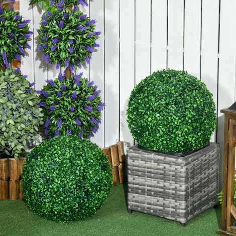 2er-Set Buchsbaumkugel, Künstliche Pflanzen, Zimmerpflanze mit UV-Schutz, Deko-Pflanze, für Indoor, Outdoor, Grün