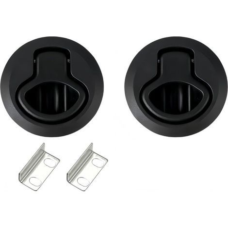 Componenti di chiusura per portelli di barche, fermo a scomparsa, nero, piastra di riscontro per portello, serratura per portello di coperta, piastra di riscontro per porta piatta (1/4)