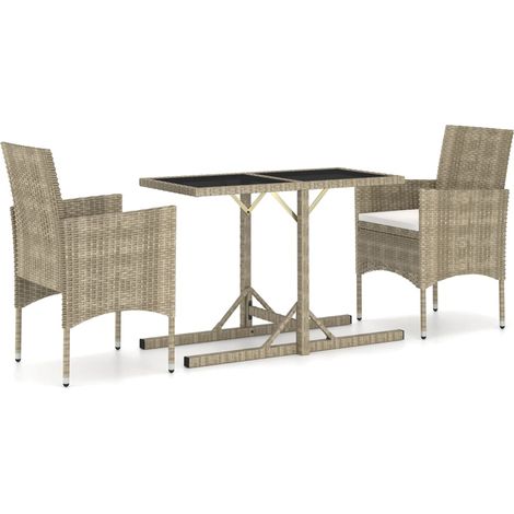 Ensemble à manger de jardin 3 pcs,Salon de jardin Beige CFW63704 (1/5)