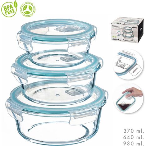 Set di 3 contenitori per il pranzo rotondi in borosilicato - Kozina (1/2)