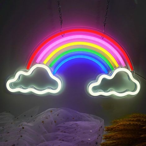 Regenbogen-Neonreklame – 1 Stück – Acryl – USB-LED-Beleuchtung – Wanddekoration für Wohn-/Schlafzimmer – 40 x 20,5 cm (1/5)