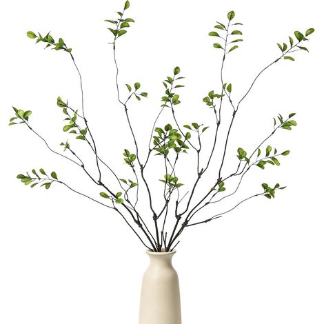 Lot de 4 branches de ficus artificielles vertes - Branches artificielles comme de véritables branches - 96 cm - Troncs flexibles - Décoration pour vase, branches d'olive, décoration de vase (1/5)