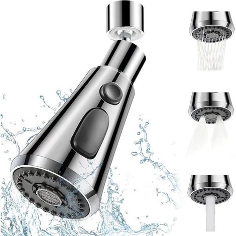 Küchenarmatur 360° mit Handbrause, 3 Strahlarten, einfacher Austausch [690]