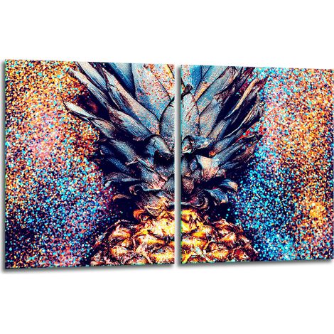 2 plaques de protection en verre pour cuisinière 40x52 motif ananas (1/5)