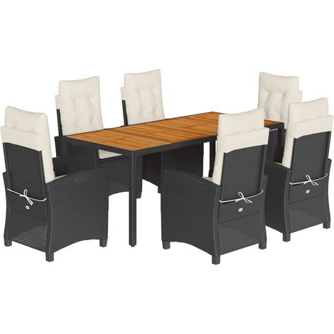Maison Exclusive - 7-tlg. Garten-Essgruppe mit Kissen Schwarz Pol