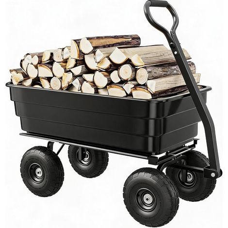 Chariot de Jardin Basculant Tout-Terrain, Benne PP et Châssis Acier (1/5)