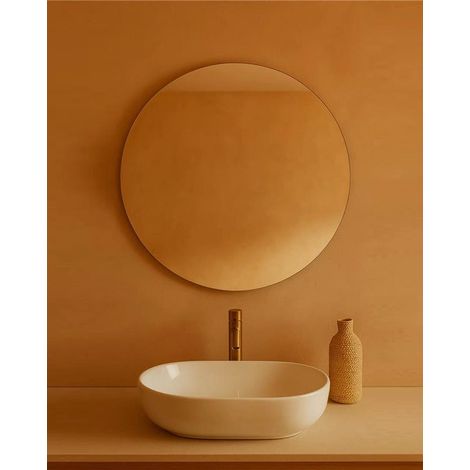 Exagonshop Specchio bagno 80 cm tondo con telaio in lamiera