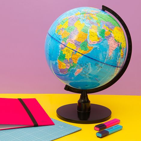 Globe Terrestre Rotatif - Carte Politique HD, Socle Stable en Plastique, Outil Éducatif pour Enfants et Décoration Bureau Élégante (1/5)