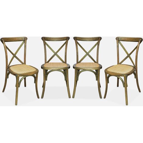 Silla de bistró vintage de madera, set de 4 (1/5)