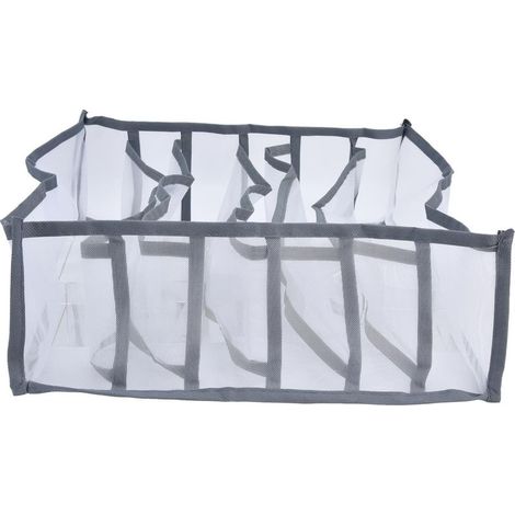 Faltbare und atmungsaktive Aufbewahrungsbox für Unterwäsche aus Netzgewebe, 6 Fächer für Socken, BHs und Slips (1/5)