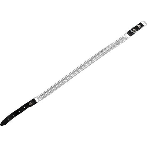 Collana in pelle a tripla catena 52-60 cm argento