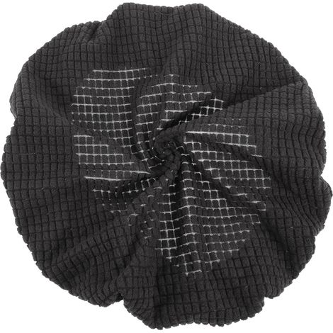Hochelastischer Hockerbezug Rund Schwarz Stretch Polarfleece