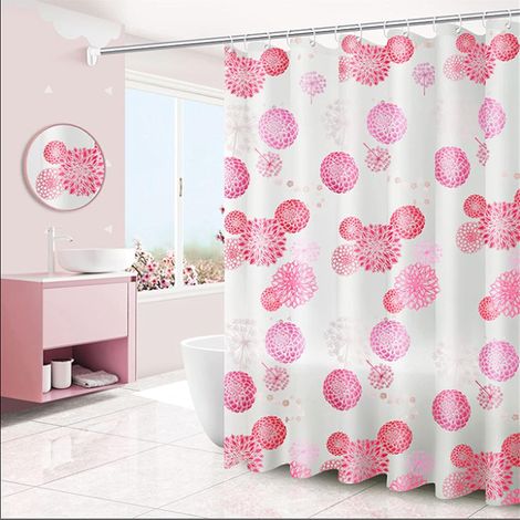 YIDOMDE Rideaux de Douche, Rideau pour Salle de Bain, Tissu Imperméable Épais Rideaux, Tissu Impermeable et Anti-moisissure Rideau de Bain - 180 x 200 cm (Fleurs fraîches) (1/5)