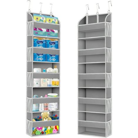 Organisateur de porte robuste (1 pièce), rangement mural suspendu avec 5 grands compartiments (1/4)