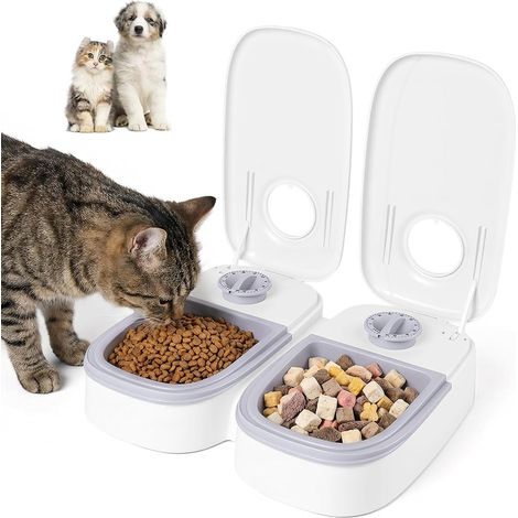 2 Distributeur Automatique Croquettes Chien Chat 48h Minuteur Nourriture Humide Frais (1/5)