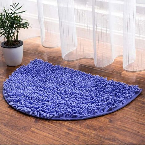Lntyq Tapis de bain antidérapant, demi-rond, tapis de salle de bain, tapis de bain doux et absorbant pour salle de bain, cuisine, paillasson (40 x 60 cm, bleu)