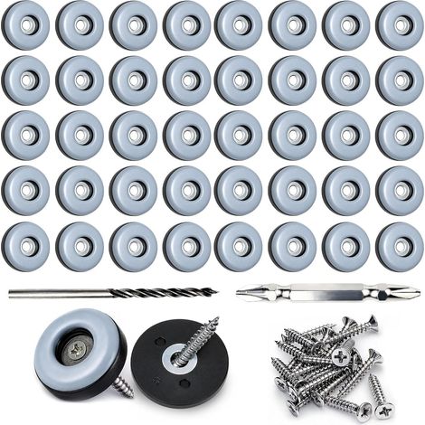40 Pièces Patins pour Meubles 25mm, Patins pour Chaises Ronds avec Vis INOX et Deux Embouts, Patins Glisseurs pour Pieds de Table et Chaise (1/5)