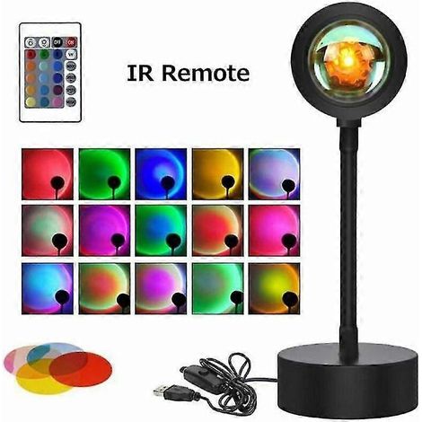Veilleuse à projection coucher de soleil avec télécommande, idéale pour la décoration de chambre, la photographie et les cadeaux. (1/4)
