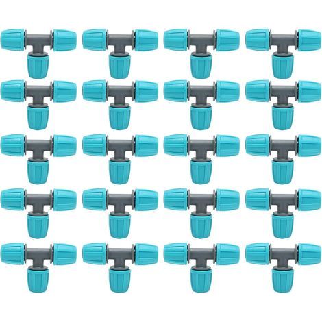 CCYKXA 20pcs Barbed Tee Fittings, 16mm Barbed Hose Connectors Drip Irrigation Fittings Tube Tee Connectors 3 Way Adapter Water Pipe Joints