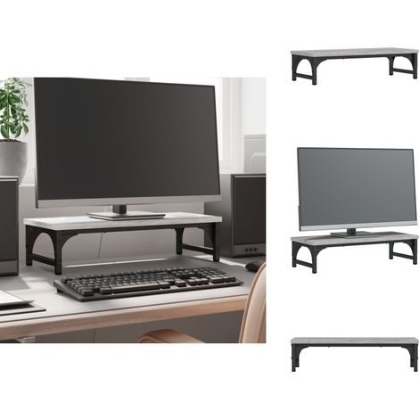 Support de moniteur sonoma gris 55x23x14 cm bois d'ingénierie - Support Ordinateur - Support Écran - Bureau Ergonomique - Positionnement Écran - Réglable (1/5)