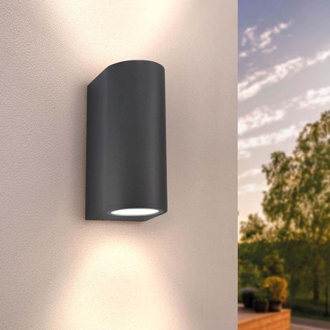 Applique murale LED anthracite et ronde, spot GU10, IP54, lumière haut/bas, lampe extérieure, éclairage de jardin, éclairage de façade (1/5)