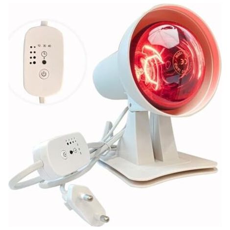 Lampe infrarouge, lampe à lumière rouge, lampe chauffante, 150 watts avec minuterie et température réglable, angle ajustable pour détendre les muscles fatigués
