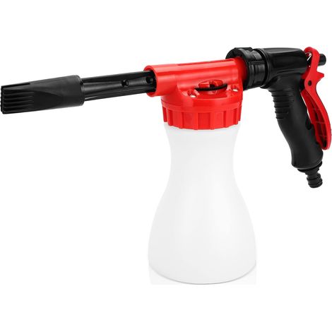 Wash Foam Cannon 900ml Snow Foam Gun Bottle Sprayer Adjustable Car Cleaning Spray Tool Hose Pipe Sprayer for Home Garden Wash (Red) (1/5)