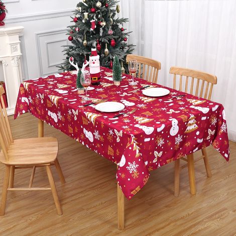 Nappe de Noël imperméable & anti-taches, lavable, tissu infroissable - Pour table rectangulaire - Usage intérieur/extérieurérieur - Rouille classique - 54" x 90" (Germany) (1/5)