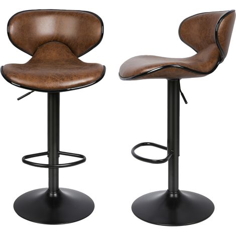 2er Set Barhocker,Industrial Küchenhocker,Retro Bistrohocker,Barhocker Höhenverstellbar,braun