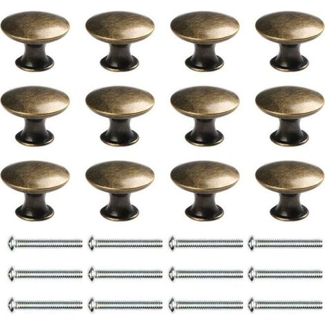 12PCS Poignées Meuble Cuisine Vintage Bronze Bouton de Porte pour Cuisine Meuble Placard de 30mm