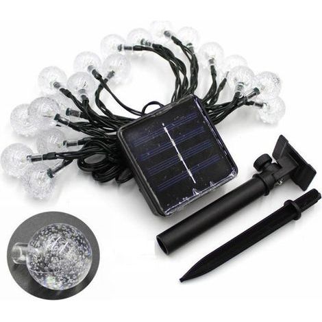 Guirlande lumineuse solaire d'extérieur (blanc chaud) à bulles, 30 LED, 8 modes d'éclairage, idéale pour le jardin, la terrasse, Noël et les fêtes. (1/5)