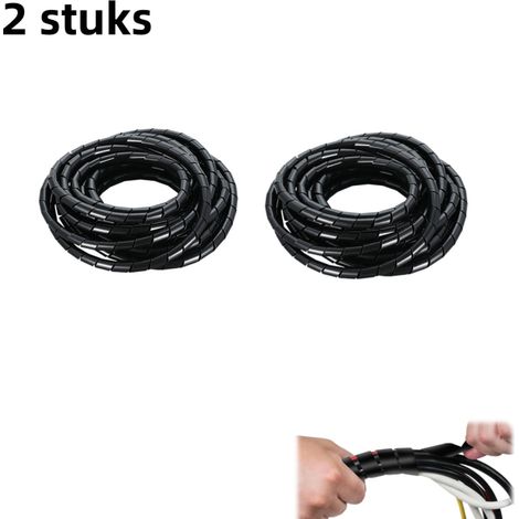 Lot de 2 gaines spirales PE pour câbles, organisateurs et gestionnaires de câbles, 30 mm x 2 m, noir (1/5)