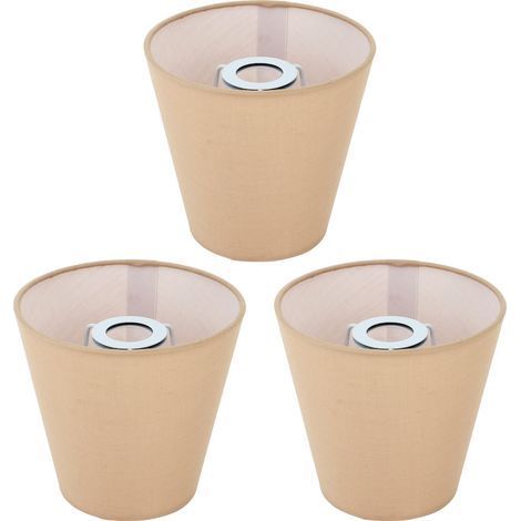 3er-Set beige-khakifarbene Stofflampenschirme, Modell E14 Intervention, innovative Staubschutzhülle für das Schlafzimmer (1/5)