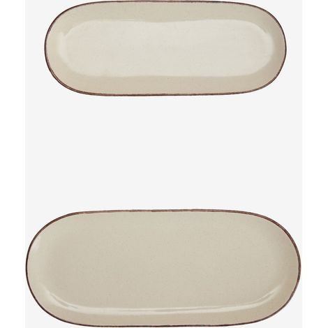 Set de 2 plateaux en grès Ronilena SKLUM Tapioca Beige - Marron