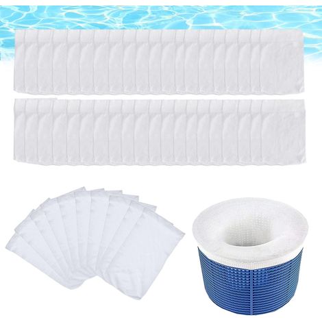 50er-Packung Skimmersocken für Pools, Skimmersocken mit ultrafeinem Netzgewebe, waschbar und wiederverwendbar aus elastischem Nylon, für Skimmerfilterkörbe, zum Entfernen von Schmutz, Laub und Haaren