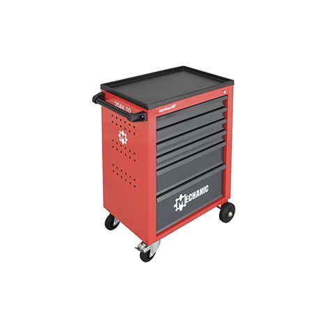 Servante D'atelier Gedore à 6 Tiroirs, 4 Roues Montées Sur Châssis Et Frein Métal. Rouge. Charge Utile 210kg. 910x628x418mm.