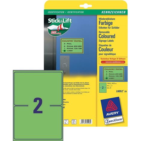 Etiketten Wiederablösbar 199,6x143,5mm Grün 40x Stück (1/5)