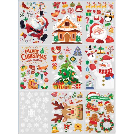 Décorations de Noël, autocollants pour vitres de Noël, double face, réutilisables, mignons, pour les fêtes d'hiver, pour la décoration de la maison des enfants (1/5)