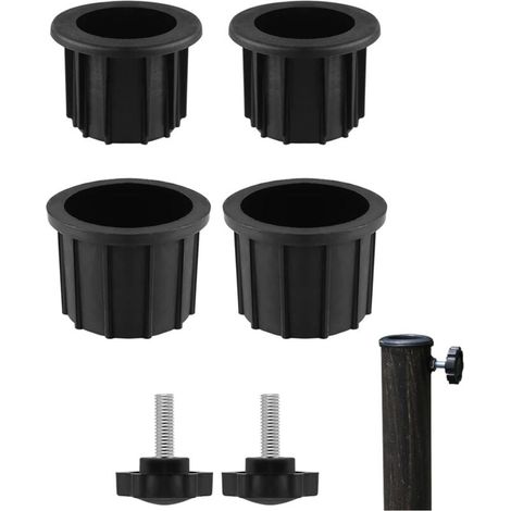 Schirmständer-Teile-Sets mit Schirmschrauben, Schirmschrauben-Teilerohr für Schirmständer, Drahtspannknopf, schwarz, passend für 2,17-Zoll-Stangen für Terrassentisch, Balkon (schwarz) T-Audace (1/4)
