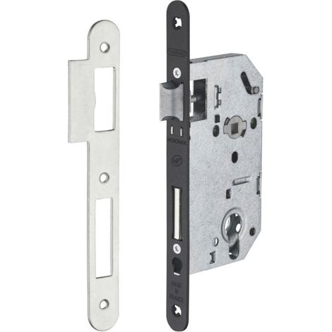 Serrure encastrable Monomax 2 tours – Coffre acier embouti – Pêne galvanisé – Adaptée portes intérieures axe 50mm – Certifiée NF (1/5)