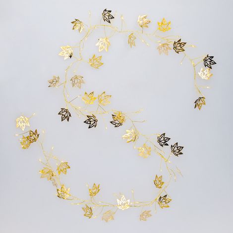 Guirnalda LED de hojas doradas 1,5M Luz cálida (1/5)